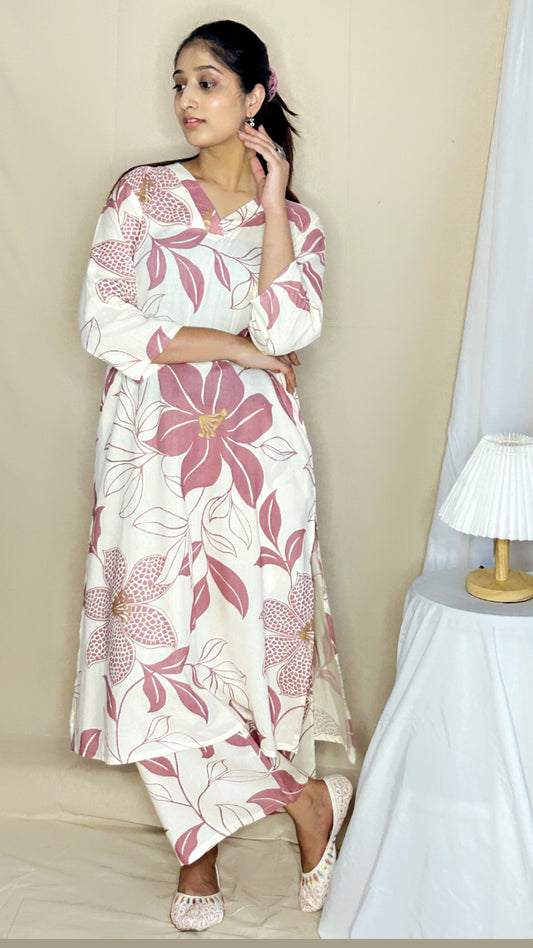 Floral Print Cotton Co-Ord Set for Women | Elegant Summer Coord