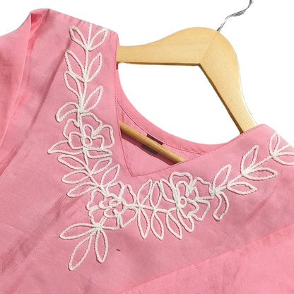 Pink Silk Kurta Set for Women with Organza Dupatta | 3 Piece Ethnic Suit for Festive & Party Wear